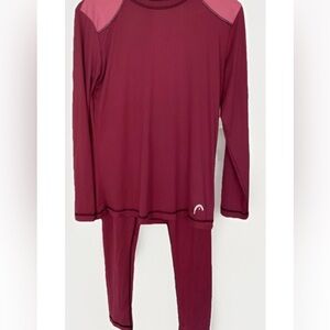 Womens HEAD 2Pc Base Layer Ski Snowboaed Long John’s Sz M EUC